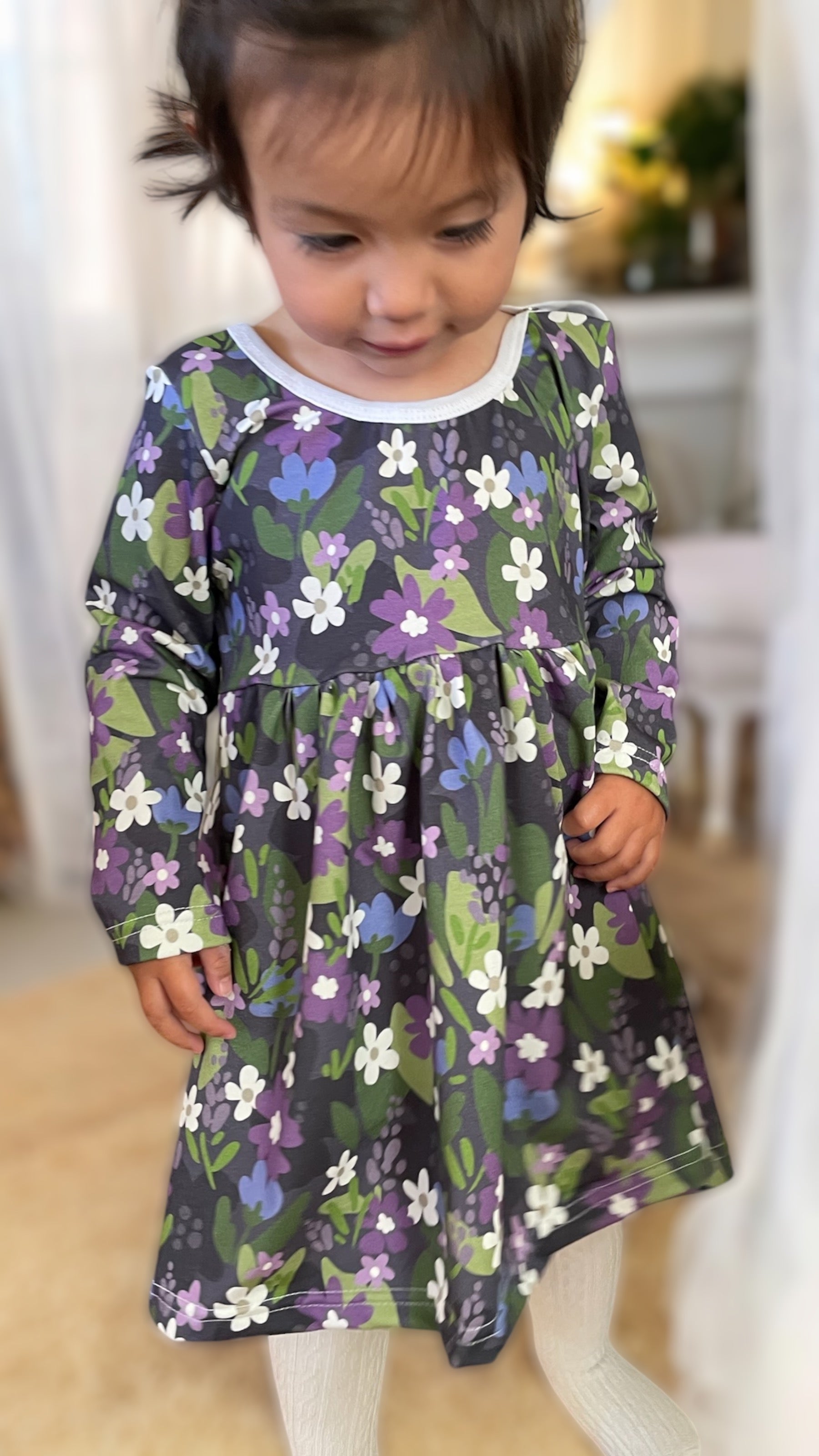 Klänning Tunika Blomsterhav lila