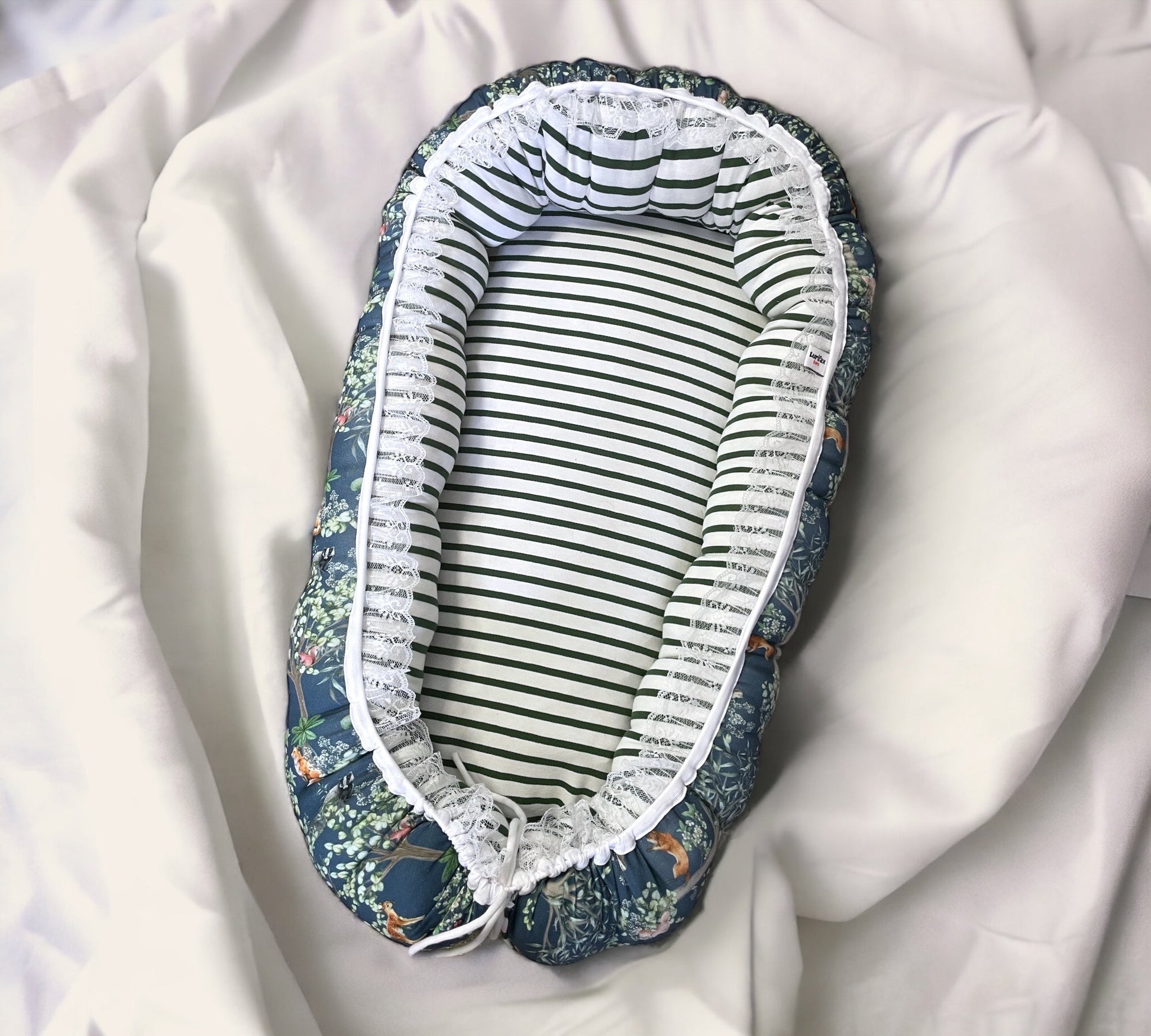 Babynest för baby i skogsvänner-motiv, dubbel mjuk bomullsjersey