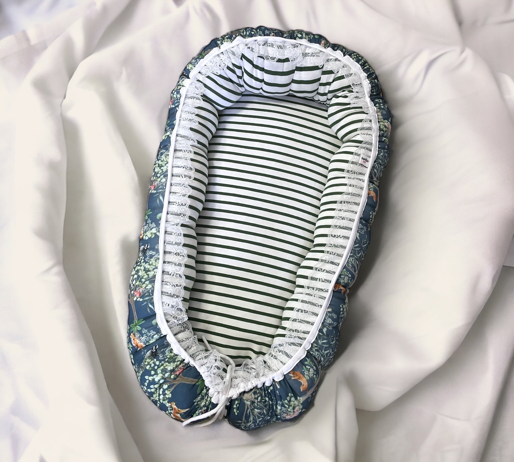 Babynest för baby i skogsvänner-motiv, dubbel mjuk bomullsjersey