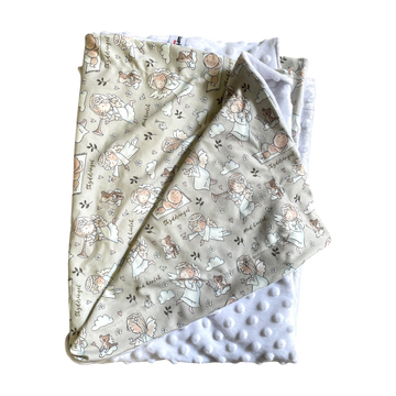 Babyfilt med skyddsänglar i bomullsjersey, ca 65x80 cm