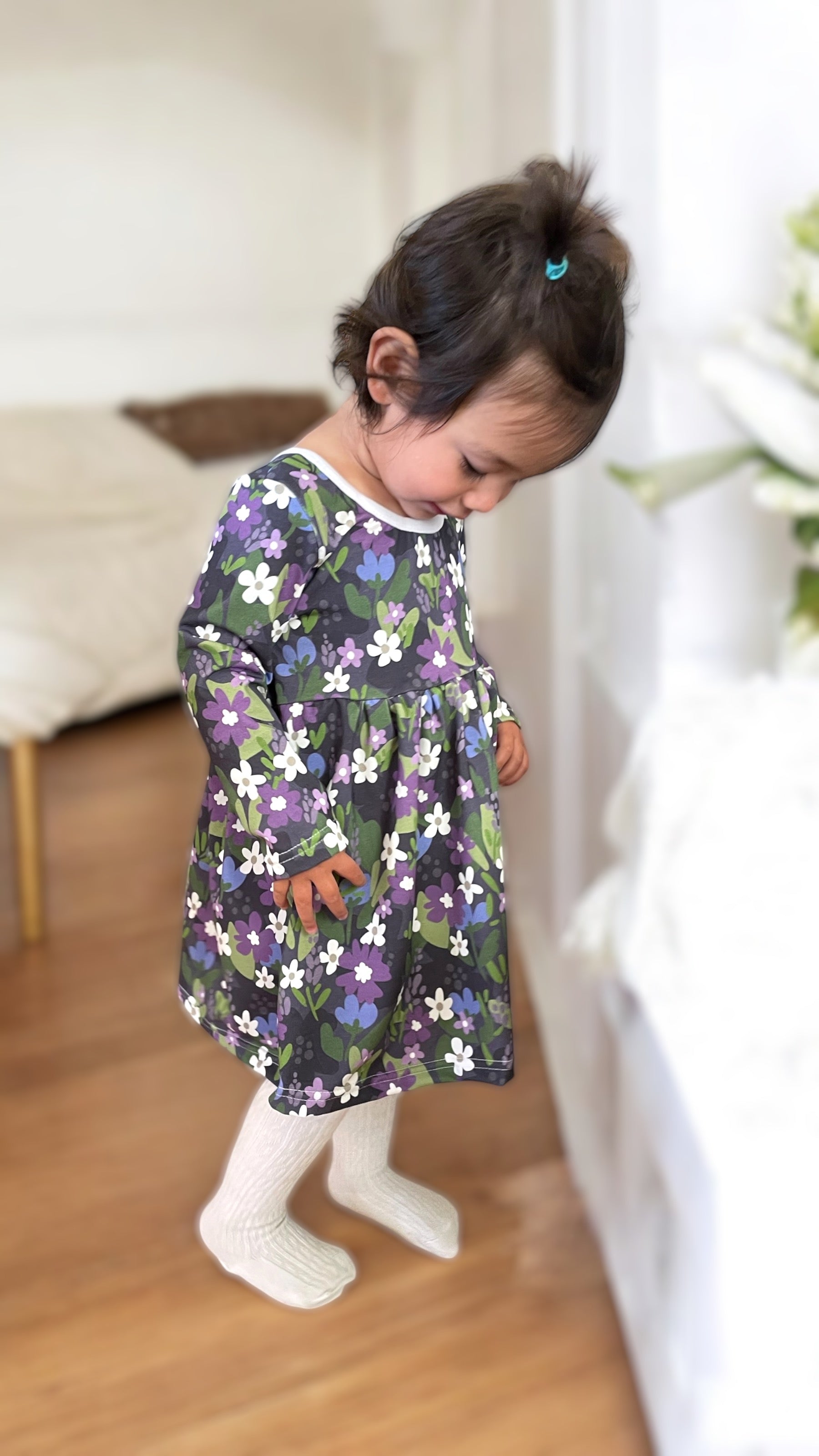 Klänning Tunika Blomsterhav lila