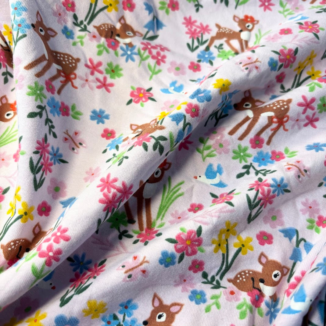 Jerseytyg Bambi i ljusrosa, metervara ca 150 cm brett