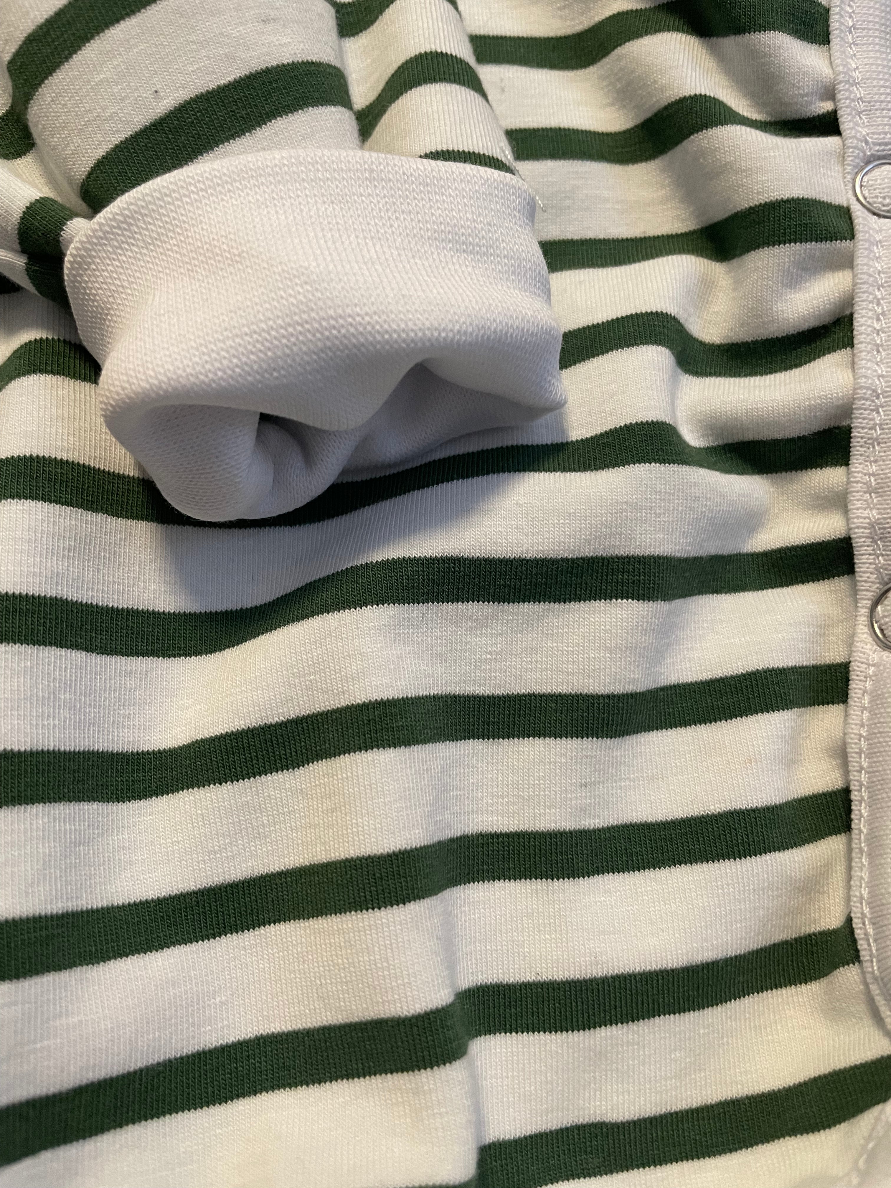 Barnjacka Skogsvänner med randig insida i grönt och vitt, vändbar sida.
