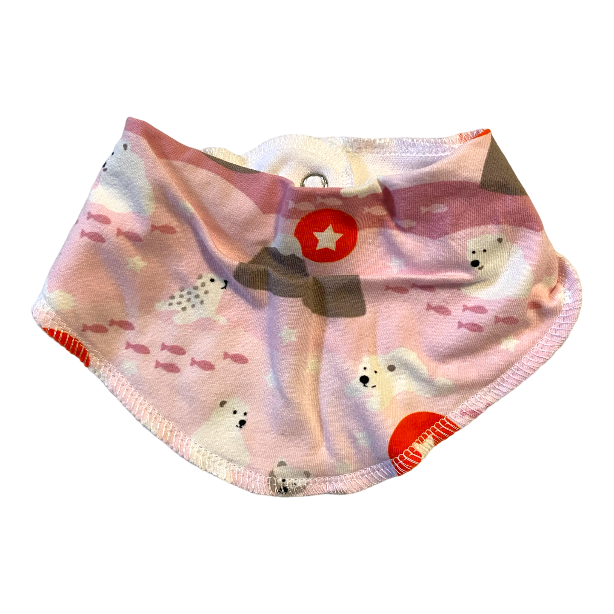 Dregglis för baby i rosa med isbjjörnmönster, dubbelt tyg med tryckknapp.
