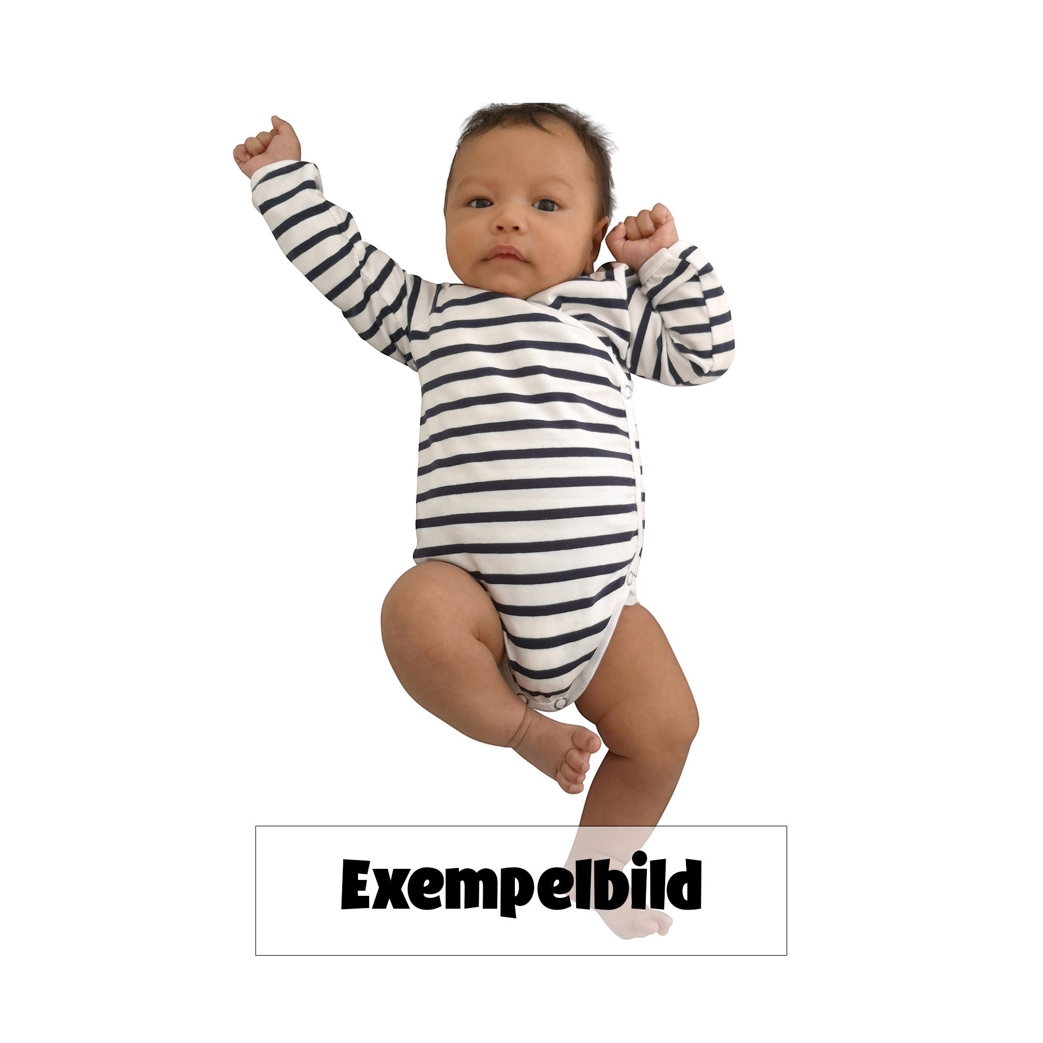 Omlottbody för baby i omlottmodell med mjukt kantband och tryckknappar.
