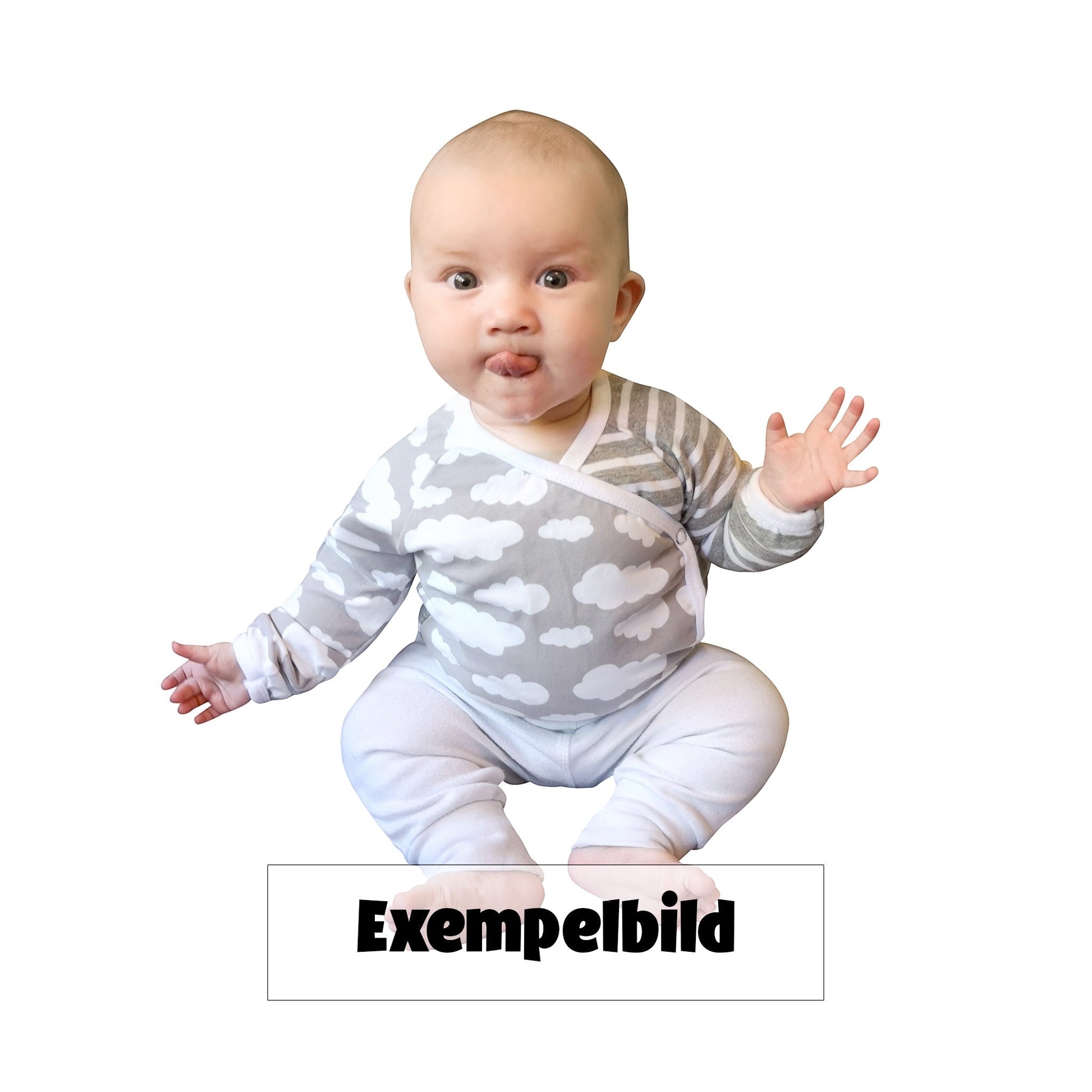Omlottbody för baby i dalahästmönster med mjukt bomullskantband.