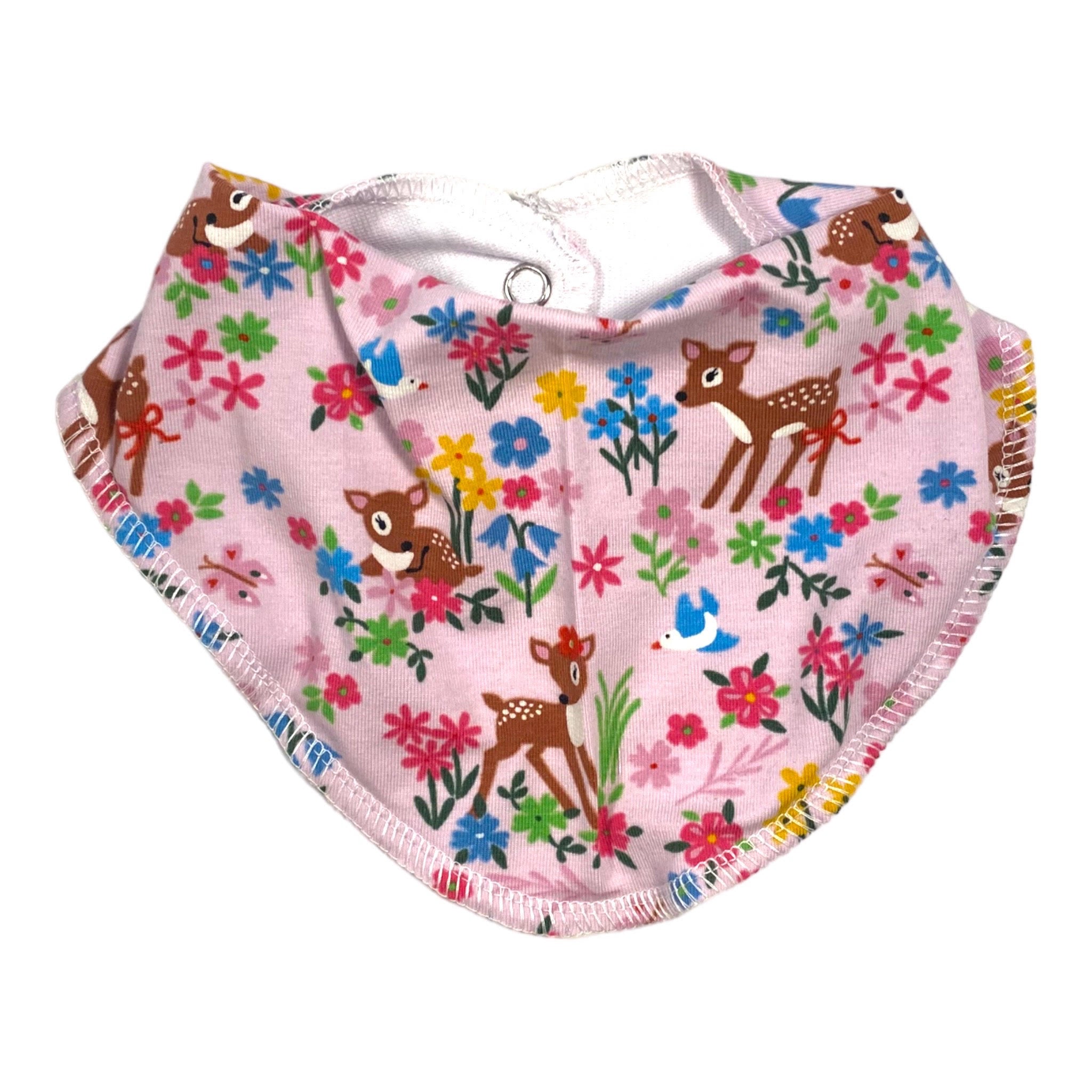Dregglis för baby i ljusrosa med Bambi-mönster, dubbelt tyg med tryckknapp.