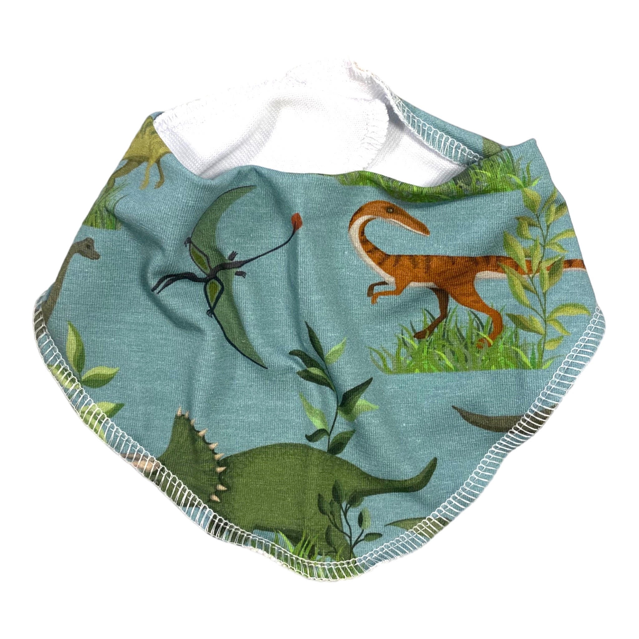 Dregglis för baby med dinosauriemönster, dubbelt tyg med tryckknapp.